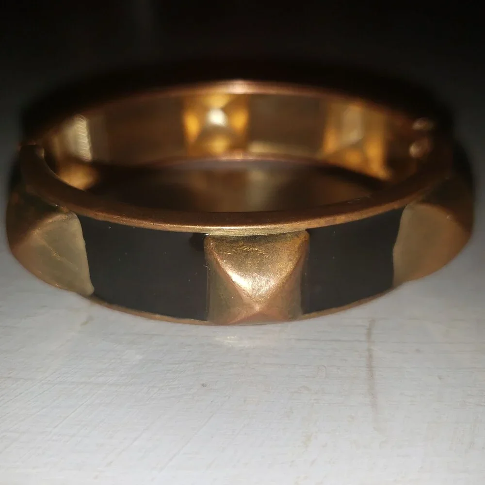 Dark Academia Copper & Black Color Bold Chunky Clamper Cuff Bracelet Retro